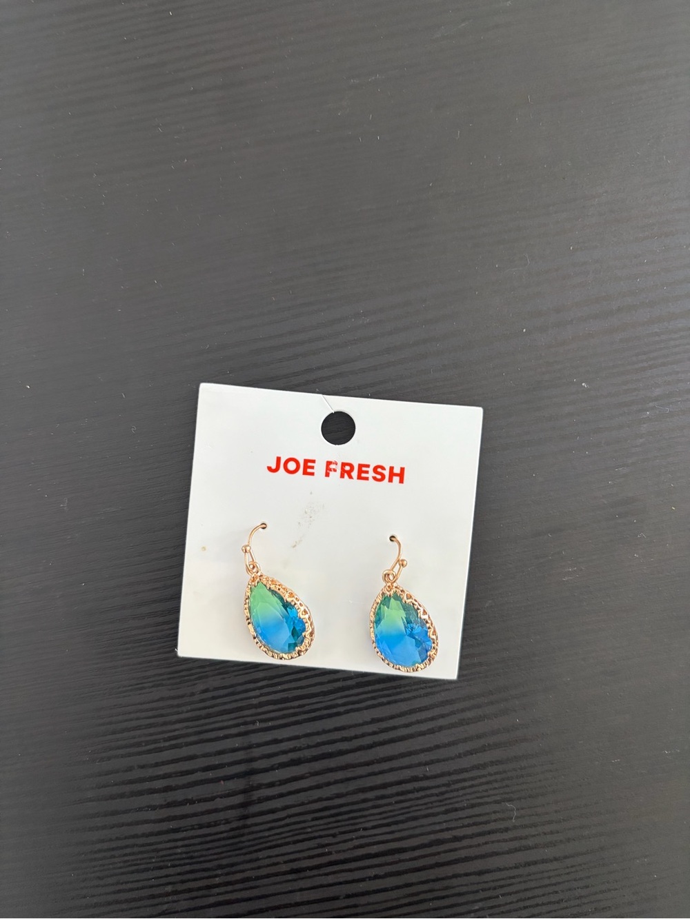Joe Fresh Gold-Tone Teardrop Earrings with Blue and Green Stones